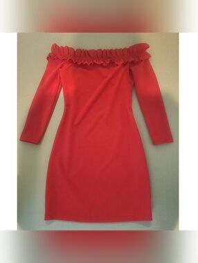 Forever 21 Off-Shoulder Ruffle Red Dress